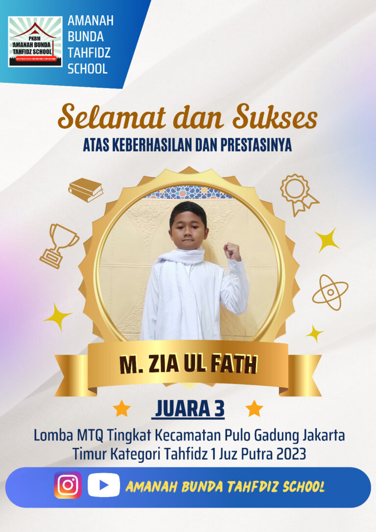 Zia Juara 3 MTQ sekecamatan Pulo Gadung